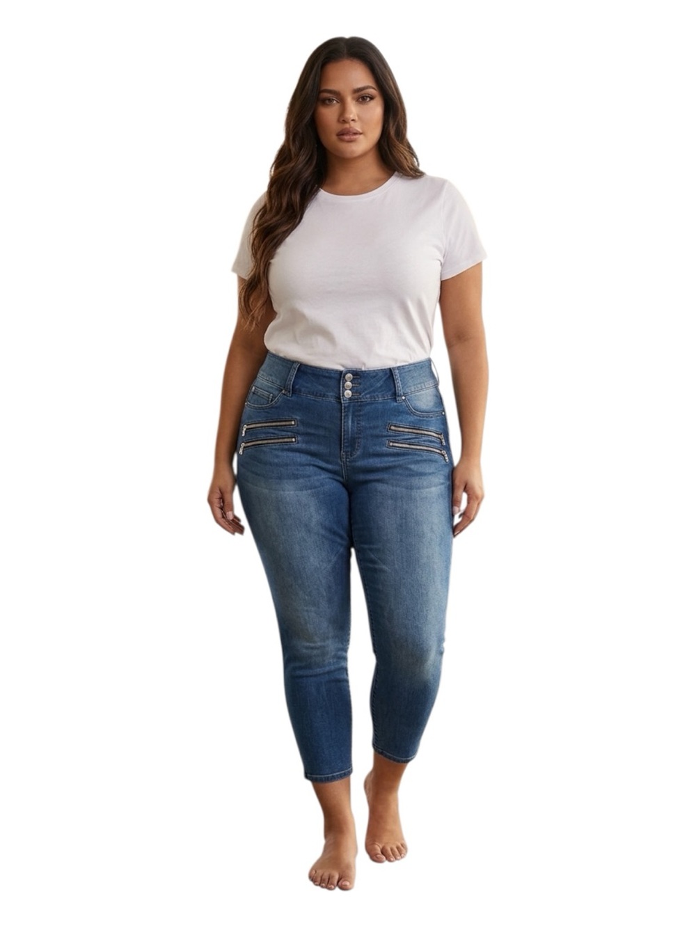 Plus Size 28R torrid Dark Blue High-Rise Ankle Skinny Jeans with Zip Details